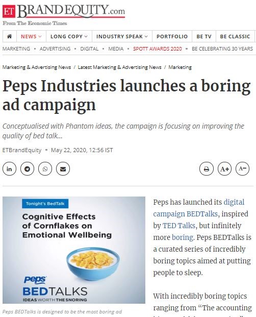 Peps Industries launches a boring ad campaign