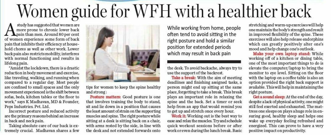Women guide for WFH with a healthier back