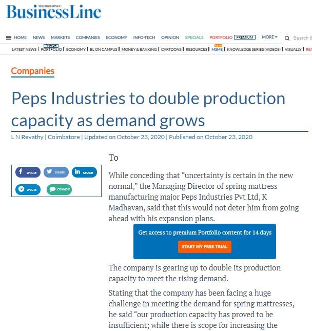 Peps Industries to double production capacity as demand grows