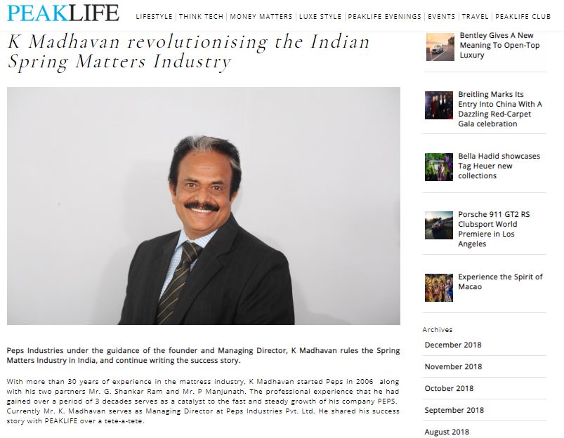 K Madhavan revolutionizing the Indian Spring Mattress Industry