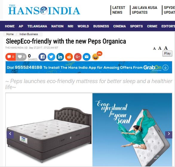 Peps launches Eco-friendly mattress for better sleep and a healthier life
